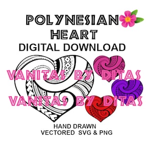 Digital Download Polynesian Heart Design Vectored PNG SVG format