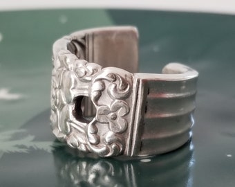 Versilberter Löffel-Ring, Größe 8,5, selten, Vintage-Stil, handgefertigter Ring, Stil 5