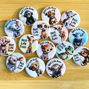 JW Gifts, Best Life Ever Baby Wild Animal Pins - Buttons for Jehovah&#39;s Witnesses