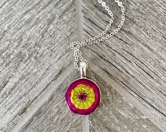 Boho chic Necklace, Hand Embroidered Necklace, Embroidered Jewelry, Pendant Necklace, Birthday Gifts for Her, Handmade Gifts for Women
