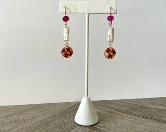 Hand Embroidered Earrings, Embroidered Jewelry, Dangle Earrings, Birthday Gifts for Her, Handmade Gifts for Women, Boho Earrings