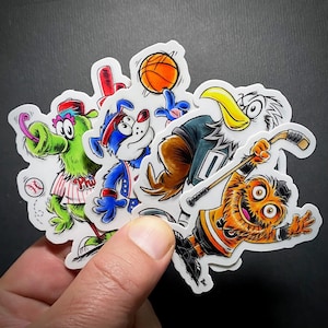 PHILLY MASCOTS Sticker Pack / Phanatic Sticker / Gritty Sticker / Franklin Sticker / Swoop Sticker