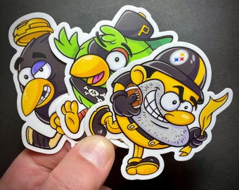 PIXBURGH PALS Pittsburgh Mascots Sticker Pack / Steelers Sticker / Pirates Sticker / Penguins Sticker