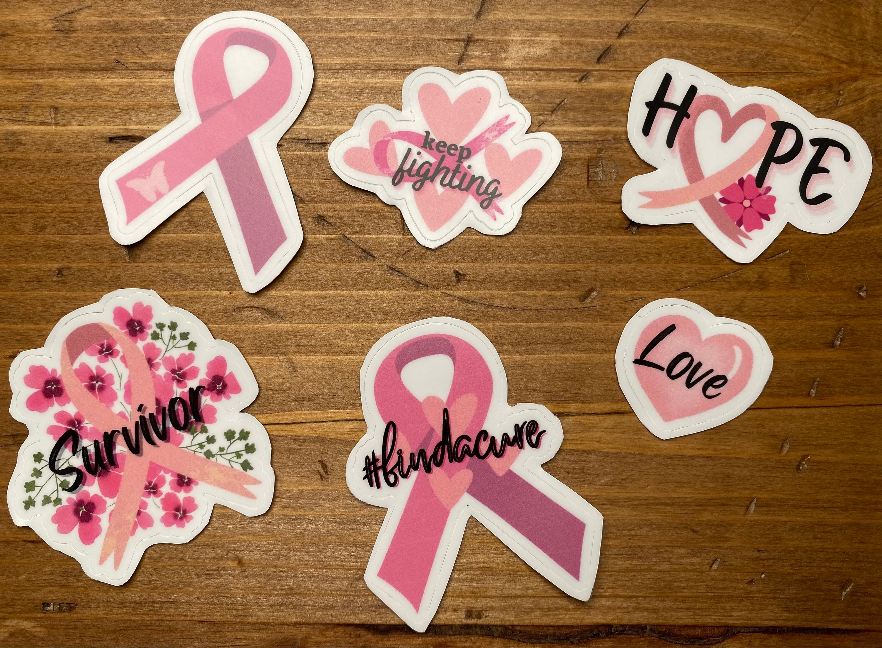 pink stickers 3 inch stickers floral stickers flower stickers October Breast Cancer Sticker Pack Breast Cancer Awareness Sticker