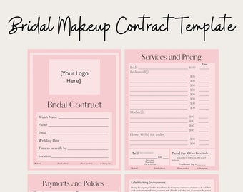 Bridal Makeup Contract, Editable Canva Template
