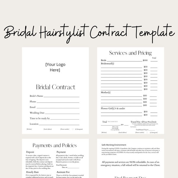 Editable Bridal Hairstylist Contract