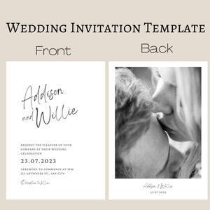 Modern Minimalist Wedding Invitation Template, Simple Wedding Invitation, Elegant Wedding Invites, Printable Wedding Invite, Canva Template