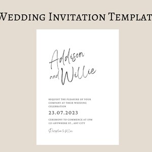 Modern Minimalist Wedding Invitation Template, Simple Wedding Invitation, Elegant Wedding Invites, Printable Wedding Invite, Canva Template
