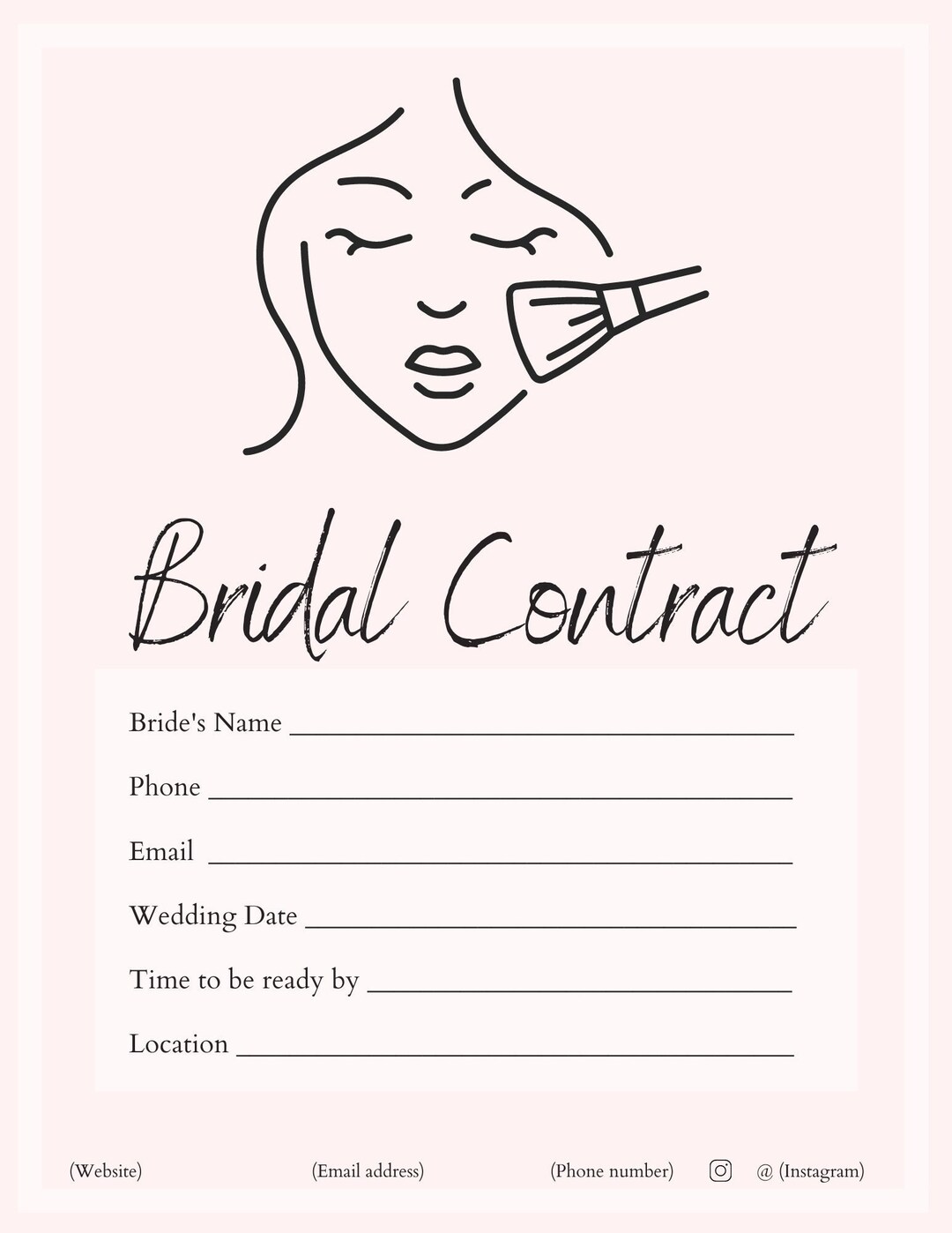 Editable Bridal Makeup Contract Template - Etsy