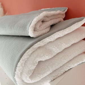 Milk Sherpa Blanket and Sage Green Cotton Gauze Oeko tex. Etsy