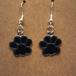 Black Paw Print Earrings