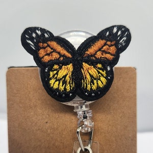 Badge Reel - Orange Butterfly Small