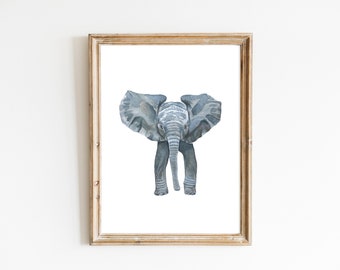 Baby Elephant Watercolor Print