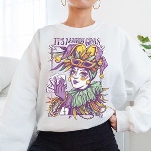 C’est mardi gras sweat-shirt, tenue de carnaval, fat tuesday sweat-shirt, pull fleur de luce, col d’équipage Louisiane, pull mardi gras