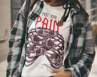 Pain Pastel Goth Rib Cage T-shirt, Creepy Cute Clothes Lovers, Nu Goth, Kawaii shirt, Witchy Soft Grunge Aesthetic, Yami Kawaii, Trendy Goth