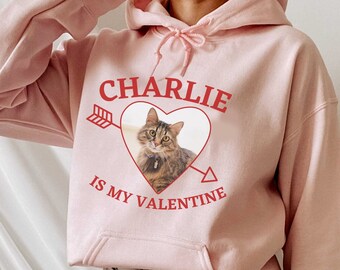 Regalo personalizado de San Valentín para ella, sudadera con capucha cat mom, sudadera con capucha personalizada para mascotas V-day, sudadera con capucha personalizada para retratos de mascotas, regalo único para mascotas, sudadera con capucha para gatos