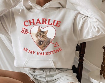 Regalo de mamá de gato del Día de San Valentín, sudadera con capucha de San Valentín para gato, sudadera con capucha personalizada para mascotas Vday, sudadera con capucha personalizada para retratos de mascotas, mascota personalizada, regalo de camisa para gatos