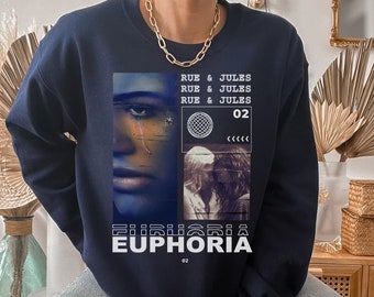 Euphoria Sweatshirt, Team Rue Pullover, Euphoria Fan Gift, Euphoria Vintage Crewneck, Gift For Euphoria Fan, Vaporwave Graphic Sweater