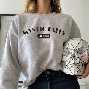 Mystic Falls Virginia Crewneck Sweatshirt, Teen Sweatshirts, Cute Sweatshirts, TVD Fan Gift, Oversized Comfy Sweater for Vampire Fans, Retro
