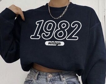 40. Geburtstagsgeschenk, 40. Geburtstagsgeschenk für Frauen, Geburtstagspullover Geschenk 1982 für Sie, 1982 Geburtsjahr Nummer Sweatshirt, 40. Geburtstagsgeschenk