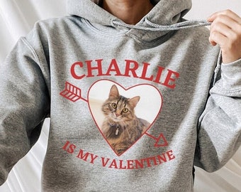 Regalo personalizado para mamá gato, sudadera con capucha para gatos de San Valentín, sudadera con capucha personalizada para cara de mascota, sudadera con capucha para retratos de gatos personalizada, regalo para mascotas personalizada, camisa para gatos