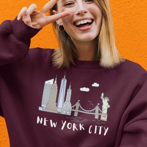 Bluza New York City dla niej, Bluza East Coast, Bluza NYC dla kobiet, Prezent dla miłośniczki Nowego Jorku, Koszulka New York Trip, prezent dla niej