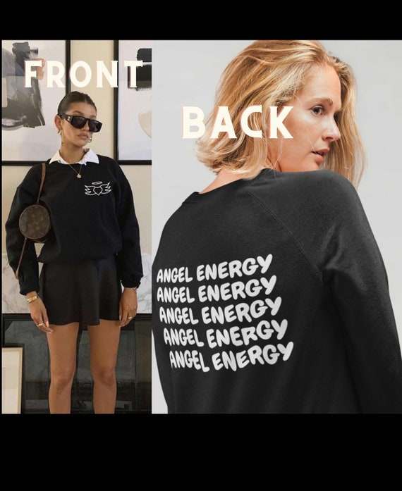 Angel Energy Oversize BLACK Sweatshirt Angel VSCO Pinterest Angel Energy HTV Hoodie Angel Aesthetic Sweatshirt Angel Energy Trendy Etsy UK