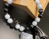 Aquamarine and Blue Tiger s Eye (Hawk s Eye)