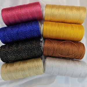 Micro macrame metallized twisted nylon yarn 0.7-0.8 mm 10 meters color selection jewelry yarn knitting crochet yarn cord ribbon beading yarn crafting image 10