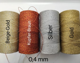 Linhasita Waxed Round Twisted Metallized Thread 0.5mm (3 Colors) and 0.4mm (4 Colors) 10 Meters Metallic Thread Jewelry Making