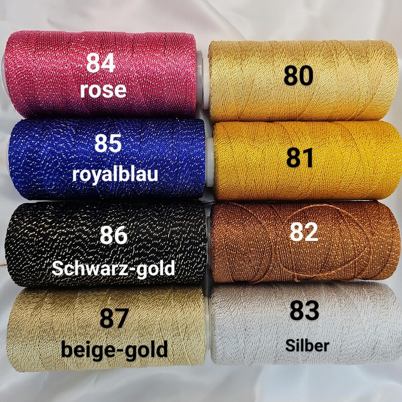Micro macrame metallized twisted nylon yarn 0.7-0.8 mm 10 meters color selection jewelry yarn knitting crochet yarn cord ribbon beading yarn crafting image 9