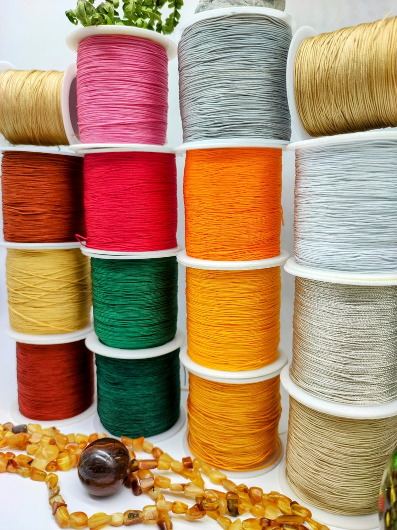 10 meters 0.5 mm nylon yarn 64 colors, micro macrame braided threads knotting jewelry making children's craft ideas pearl thread Miuyki Diy image 1