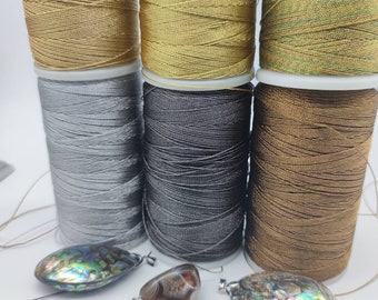 10 meters of 0.6 mm metallized thread, 9 colors, high quality micro macrame jewelry yarn, craft supplies, beading yarn, jewelry making, embroidery