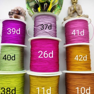 10 meters 0.5 mm nylon yarn 64 colors, micro macrame braided threads knotting jewelry making children's craft ideas pearl thread Miuyki Diy image 10