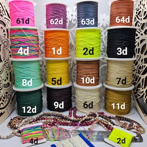 10 meters 0.5 mm nylon yarn 64 colors, micro macrame braided threads knotting jewelry making children's craft ideas pearl thread Miuyki Diy image 5