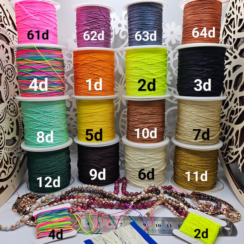 10 meters 0.5 mm nylon yarn 64 colors, micro macrame braided threads knotting jewelry making children's craft ideas pearl thread Miuyki Diy image 5