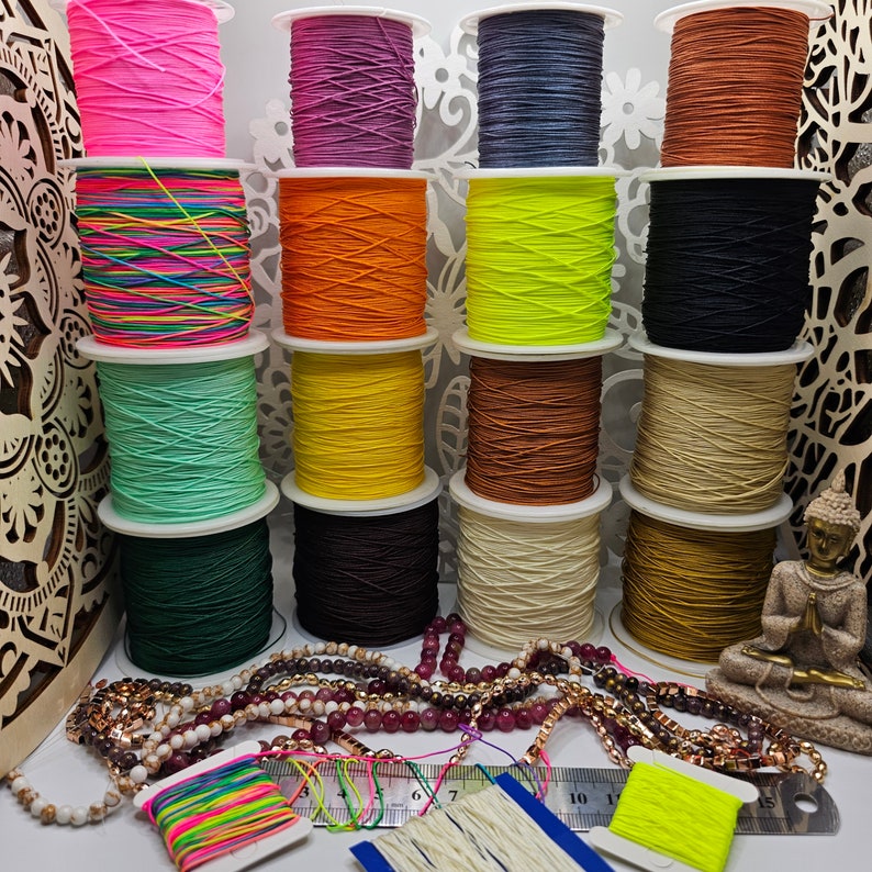 10 meters 0.5 mm nylon yarn 64 colors, micro macrame braided threads knotting jewelry making children's craft ideas pearl thread Miuyki Diy image 6
