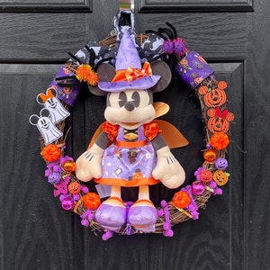 Disney Halloween Wreath with Minnie Mouse Plush Soft Toy