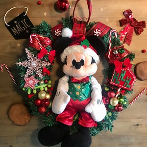 Christmas Disney Wreath featuring festive Mickey Mouse
