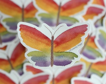 Rainbow Butterfly Vinyl Sticker / Laptop Butterfly Decal
