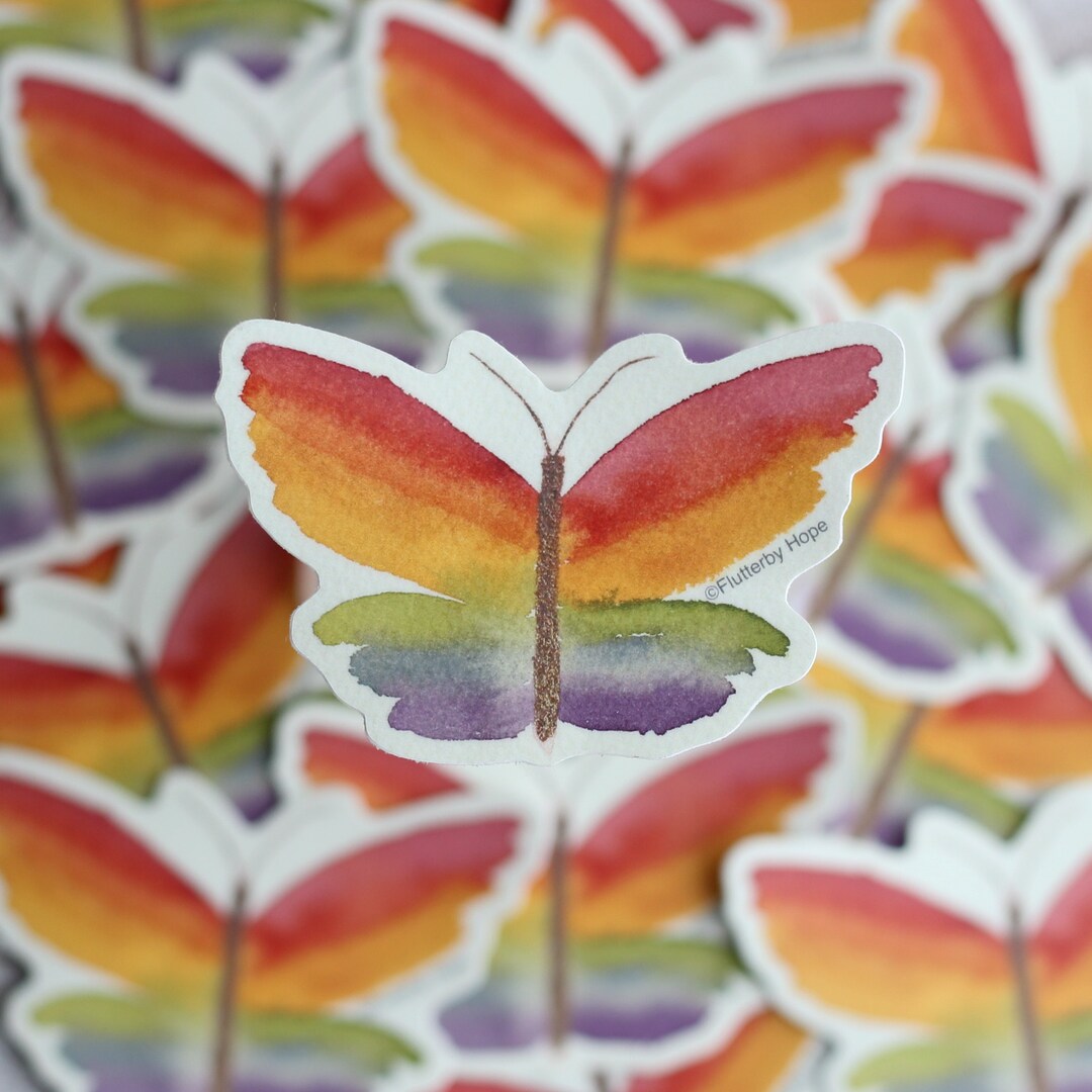 Insect Rainbow Sticker Rainbow Butterfly Vinyl Sticker / Laptop Butterfly Decal - Etsy