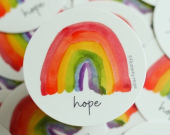 Watercolor Rainbow Vinyl Sticker - Hopeful Laptop Decal
