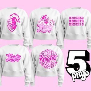 Pink Preppy Knights Crusaders PNG HighSchool Maskottchen Design Sublimation für Spirit Shirts
