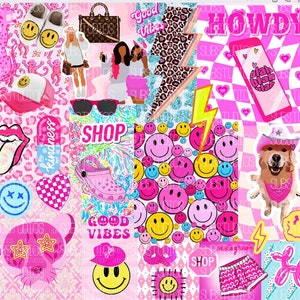 5 Preppy PNG, Preppy Tumbler Wrap png BUNDLE von 5, Preppy Sublimation Design Datei, Pink Preppy Aesthetics png, Trendy Design