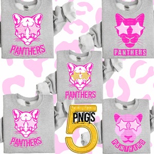 4 PNG Preppy Pink PANTHER School Mascot With Star Eyes svg Png Digital Download Sublimation University High School Mascot College University
