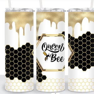 Queen Bee PNG  honeycomb hive PNG  tumbler wrap Sublimation digital download design 20 straight