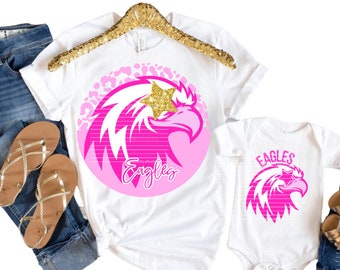 Pink Preppy Eagles  PNG with Star Eye Digital Design Download  Sublimation Shirts Tumblers DTF High School Mascot College University