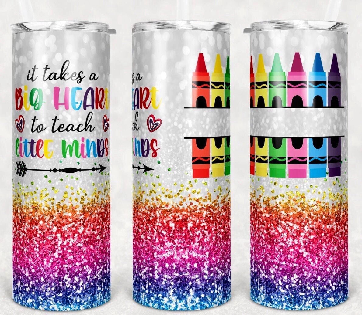2 Teacher Tumbler Wrap PNG It Takes a Big Heart to Teach Little