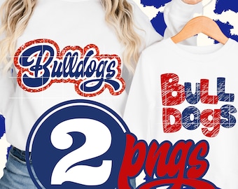 PNG Bulldogs Word for Highschool College University Team Mascot Text  Preppy Mascot Red Blue Text Word