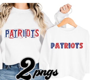 Patriots Png Preppy Mascot  for Sublimation Highschool Red Blue Word Text, Instant Download 300 DPI Digital Image Sublimation for T Shirts